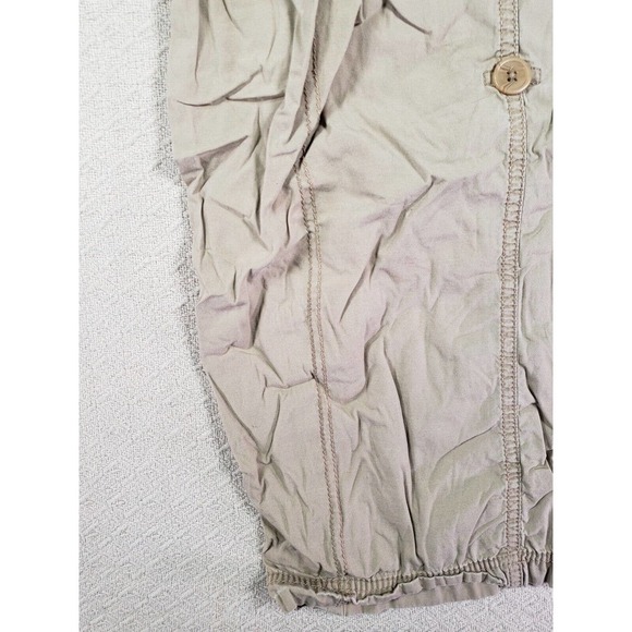 OP Ocean Pacific Pants Womens 17 Ankle Tie Cargo Beige Cotton Zipper Pockets - Picture 13 of 14